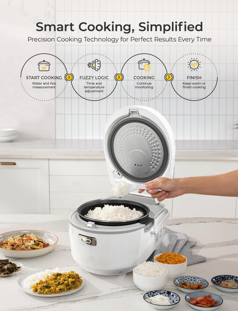 CUCKOO Micom Rice Cooker 8-Cup Uncooked / 16-Cup Cooked with Nonstick Inner Pot, Large Rice Maker with 9 Menu Options, Fuzzy Logic Technology, Auto Clean Mode, LCD Display, White (CR-0810F) - Image 5
