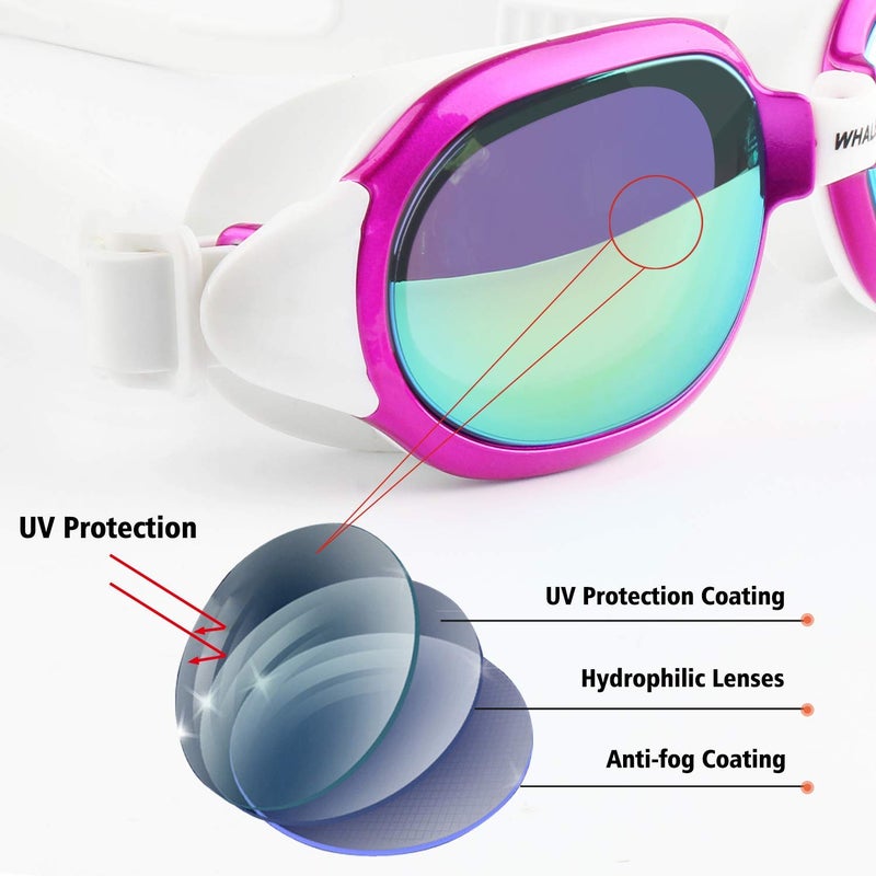 Firesara Swim Goggles, No Leaking Large Frame Wide View Pool for Women Men - Image 4