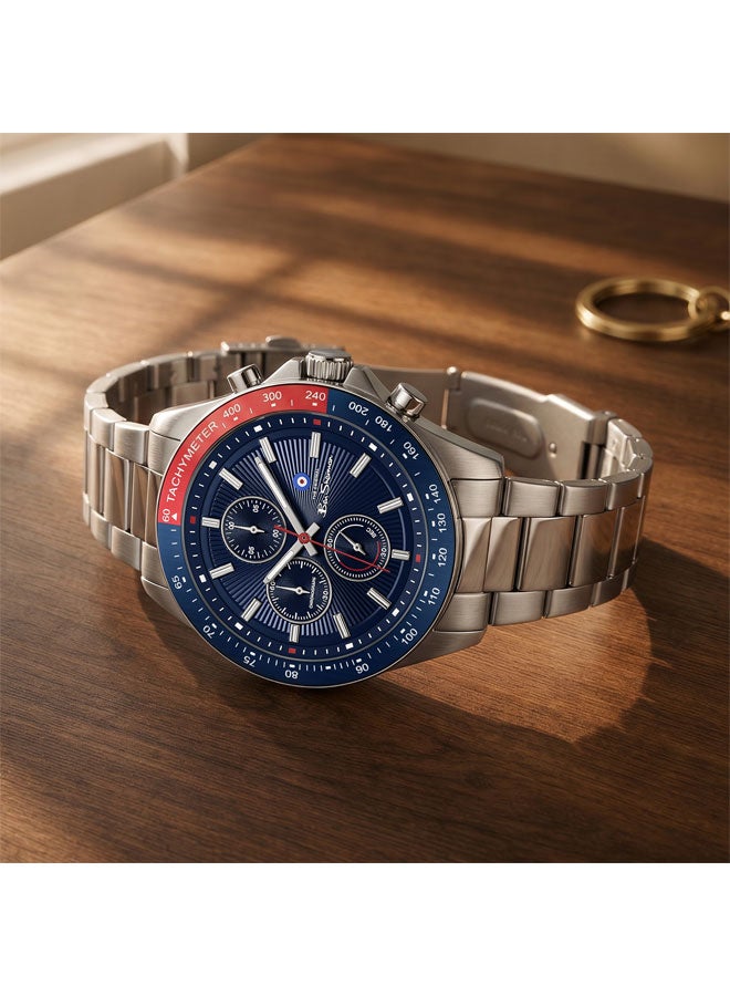 Ben Sherman Winchester Blue Dial Stainless Steel Bracelet Chronograph Watch for Men, 43.2mm - Image 4