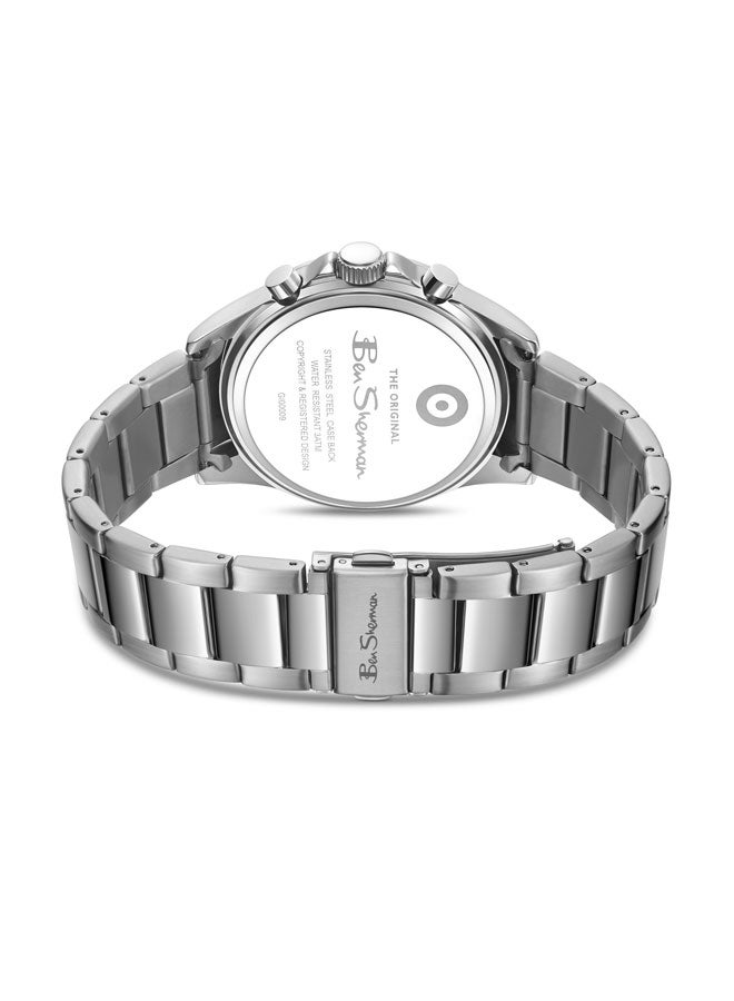 Ben Sherman Winchester Blue Dial Stainless Steel Bracelet Chronograph Watch for Men, 43.2mm - Image 3