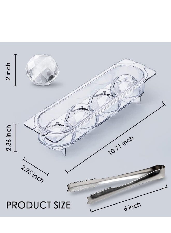Ice Ball Mold Maker Tray For Freezer 2 Inch Diamond Maker Mold Easy Release Round Cube Set Of 2