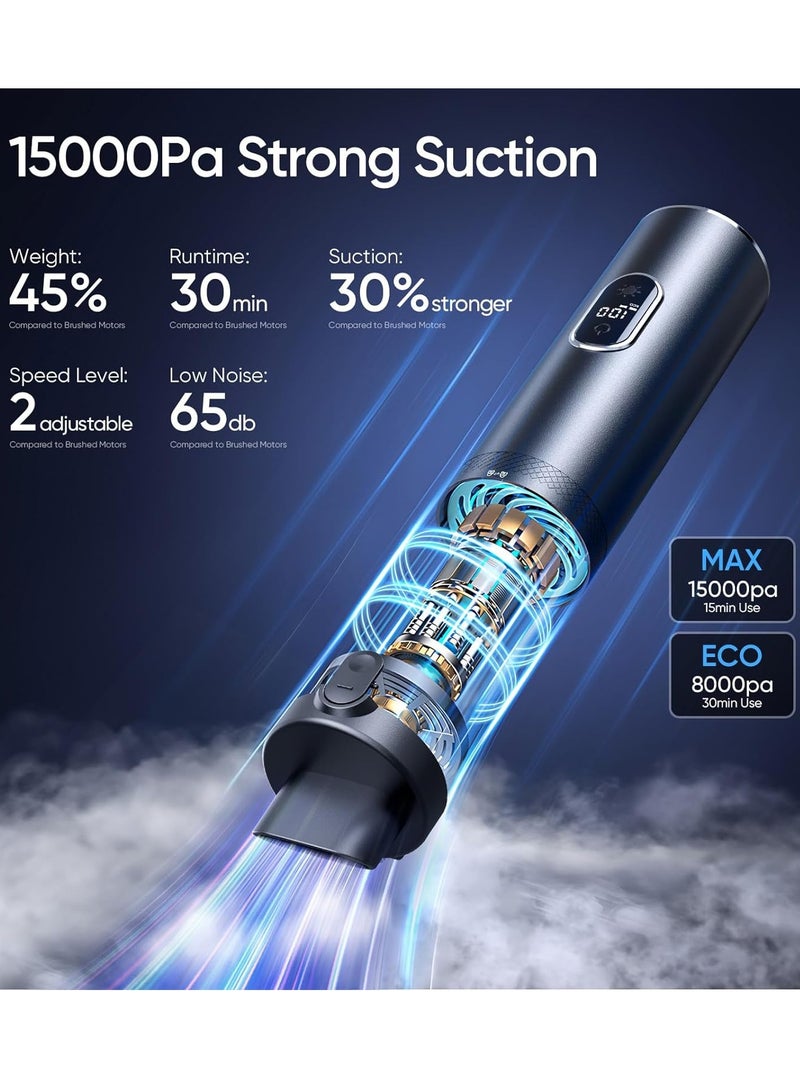 general Car Vacuum Cleaner, 15000Pa High Power Handheld Vacuum, LED Display Cordless Car Vacuum, 2 Speeds, 30 Mins Runtime, 150ml Dust Cup, 4 in 1 Portable Mini Vacuum for Car, Home, Office - Image 2