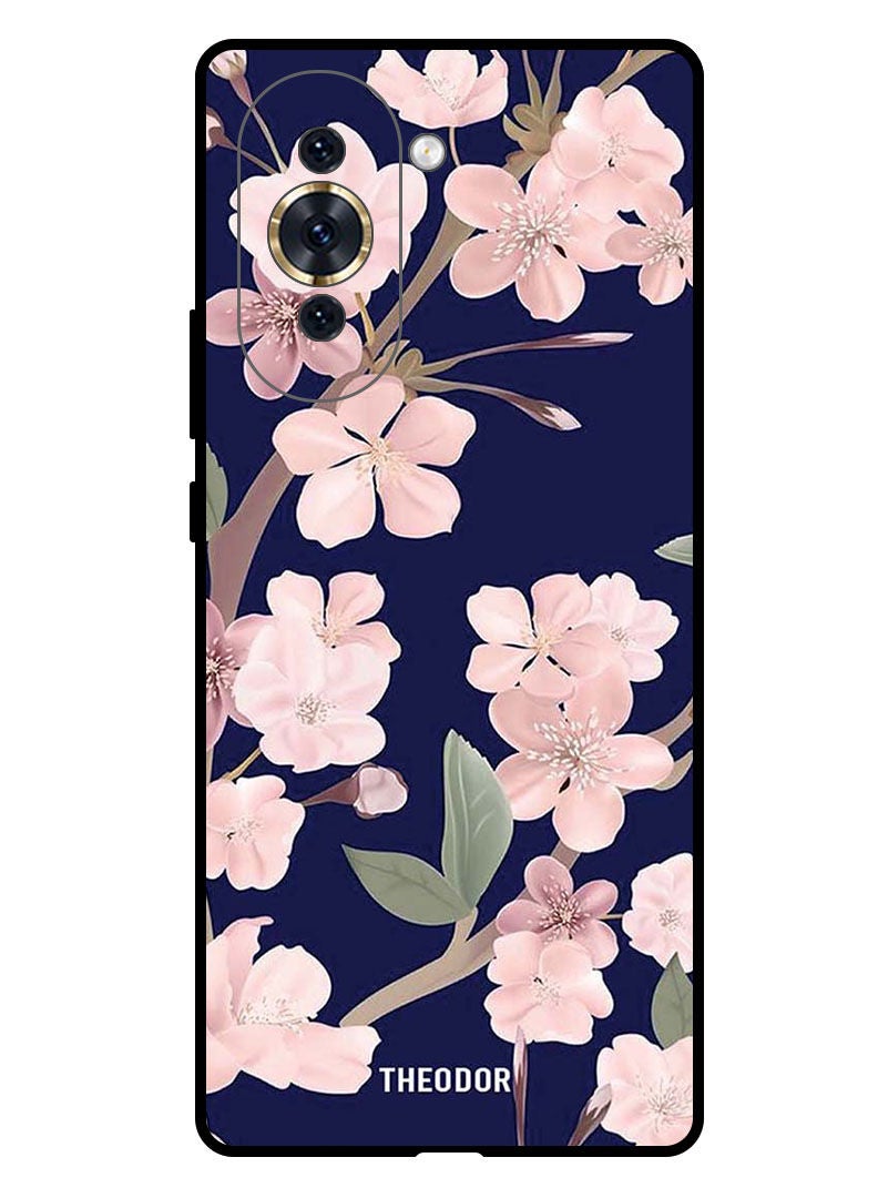 Theodor Protective Case Cover For HUAWEI NOVA 10 PRO Pink Flowers In Blue Background - Image 1