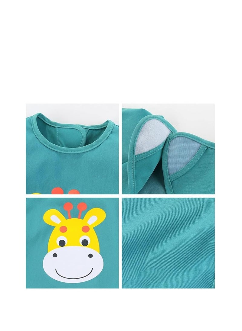 SYOSI - 3-Pack Baby Bibs, Sleeveless Sleeve Bibs With Crumb Catcher Pocket Infant Adjustable Bib Babies Sleeveless Animals Food Bibs, Short Sleeve Waterproof Bib For Kids, 6-24 Months - Image 1