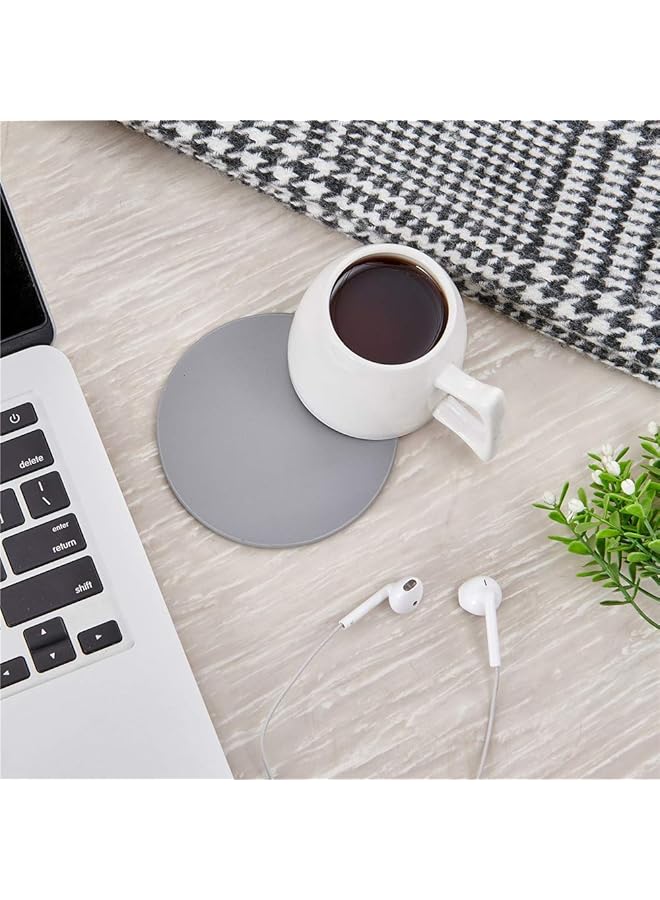 إيروريكس قواعد أكواب للمشروبات، قواعد أكواب جلدية مع حامل لحماية الأثاث من التلف، مجموعة من 6 قطع باللون الرمادي - Image 3