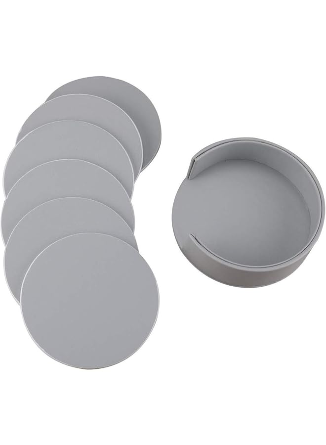 إيروريكس قواعد أكواب للمشروبات، قواعد أكواب جلدية مع حامل لحماية الأثاث من التلف، مجموعة من 6 قطع باللون الرمادي - Image 2
