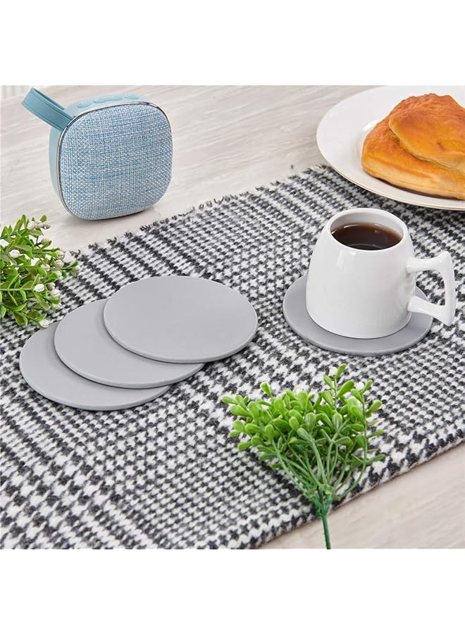 إيروريكس قواعد أكواب للمشروبات، قواعد أكواب جلدية مع حامل لحماية الأثاث من التلف، مجموعة من 6 قطع باللون الرمادي - Image 4