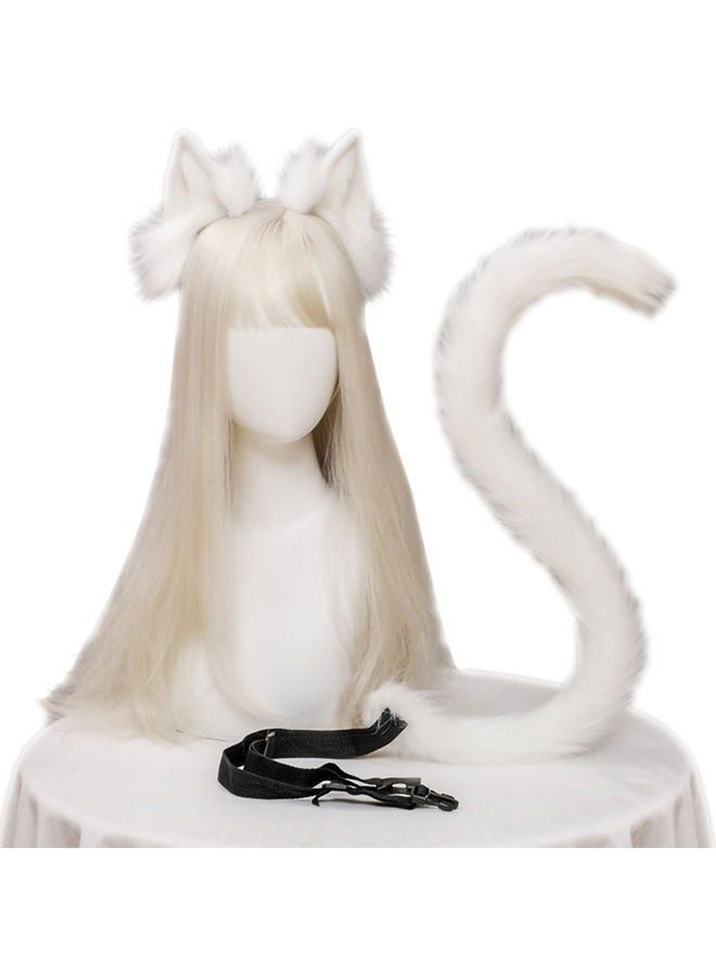Loquat 2-Piece Beast Ear Headband And Tail accessories Anime Cosplay Party Accessories Gift Set （Cat Ears And Tail） - Image 1