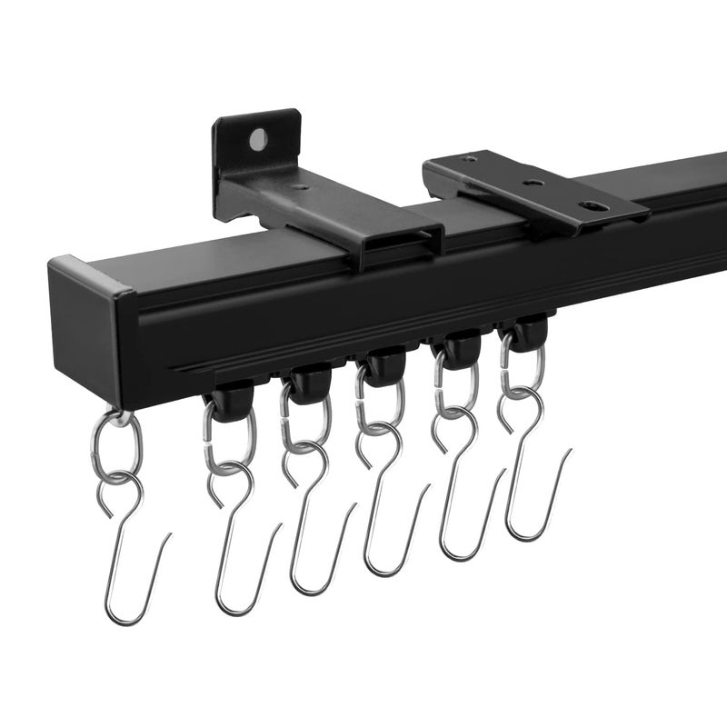 MaKefeile Ceiling Curtain Tracks Ceiling Mounted HeavyDuty Curtains Rails Room Divider Curtain Track for Living Bedroom Shower Privacy RV Garage Divider Track and Hooks Black 15ft