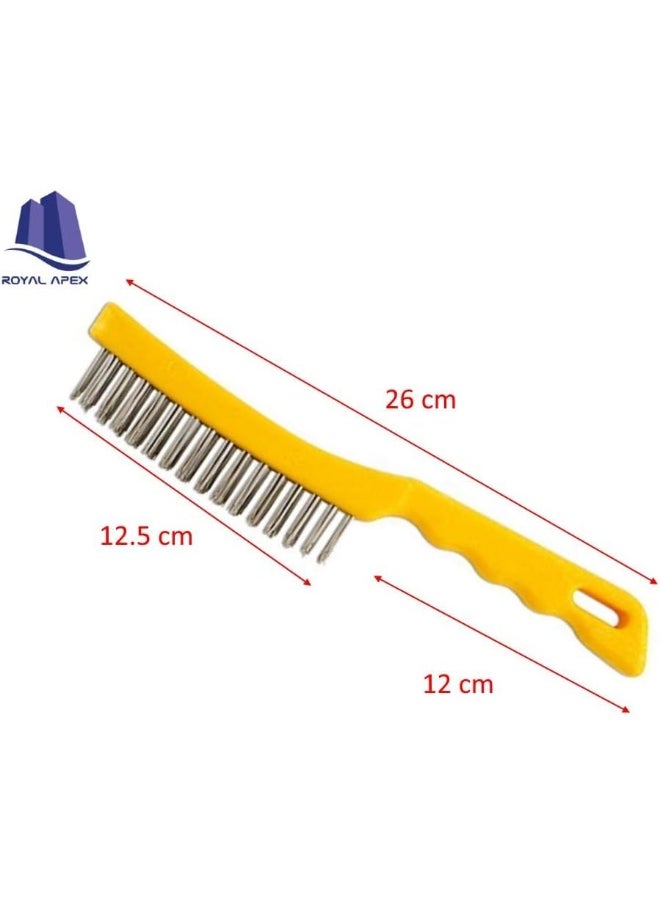 Royal Apex Steel Wire Brush With Handle For Cleaning And Polishing Hard Or Metal Equipment (Yellow 1Pcs)  - Image 2