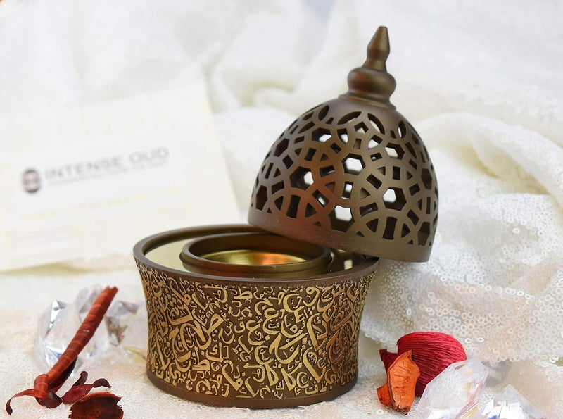 INTENSE OUD Calligraphy Style Closed Incense Burner, Coffee - Image 5
