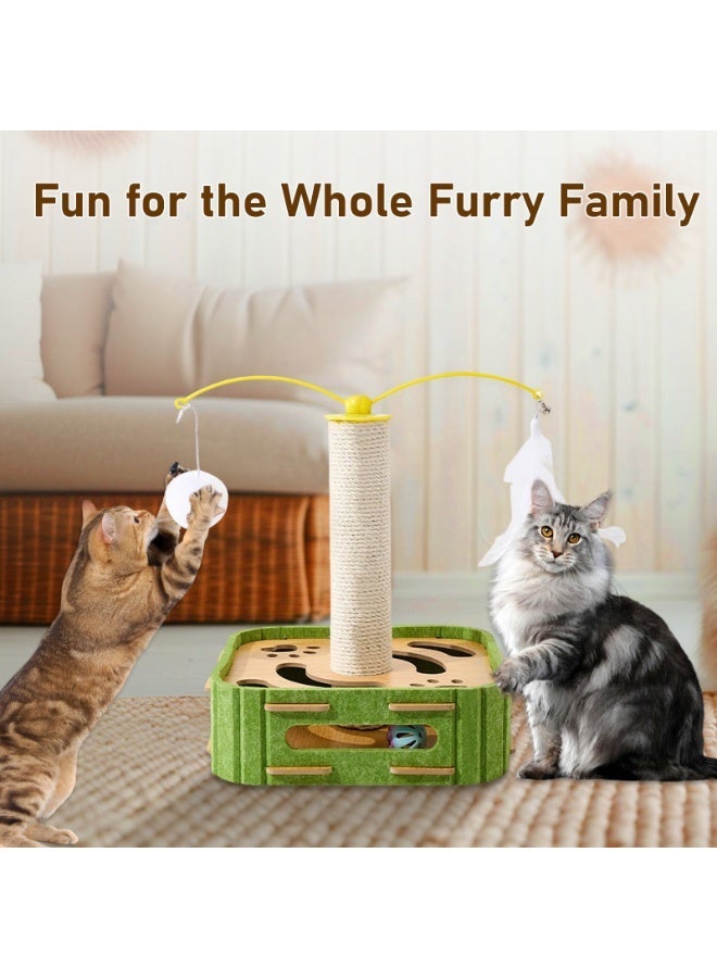 Pole and Board Grabber + Circular Track Ball + Suspended Feather/Plush Teaser Wand — Indoor Cat Enrichment Toy Set (Suitable for Kittens and Adult Cats) - Image 5