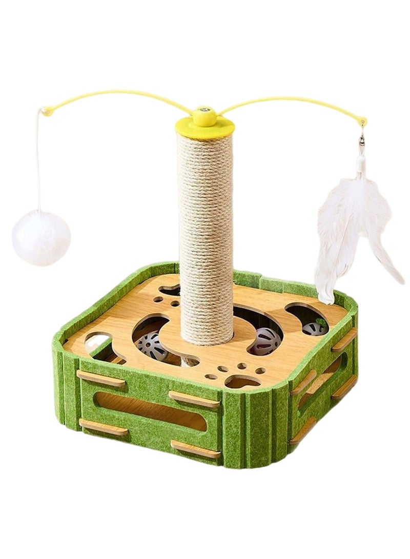 Pole and Board Grabber + Circular Track Ball + Suspended Feather/Plush Teaser Wand — Indoor Cat Enrichment Toy Set (Suitable for Kittens and Adult Cats) - Image 2