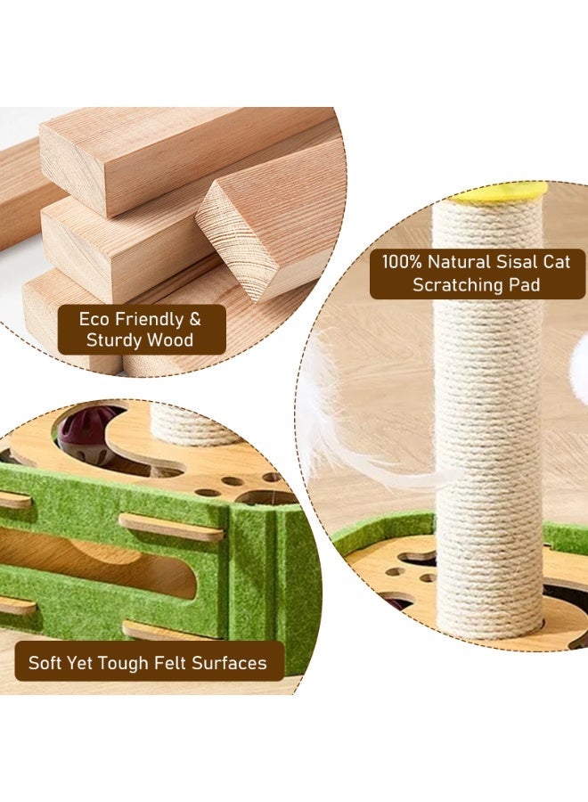 Pole and Board Grabber + Circular Track Ball + Suspended Feather/Plush Teaser Wand — Indoor Cat Enrichment Toy Set (Suitable for Kittens and Adult Cats) - Image 5