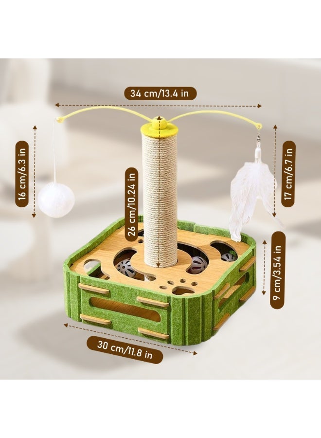 Pole and Board Grabber + Circular Track Ball + Suspended Feather/Plush Teaser Wand — Indoor Cat Enrichment Toy Set (Suitable for Kittens and Adult Cats) - Image 3