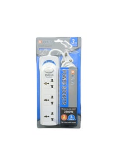 KPLUS 3 Way 3 Meter Extension Cord Power Cord Power Strip with Switch