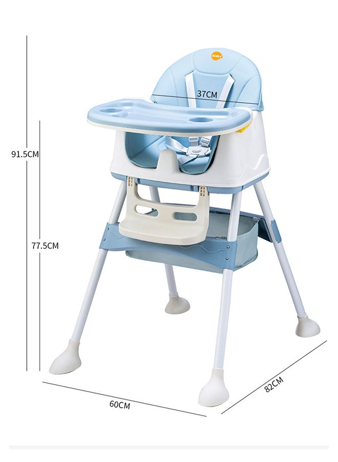 Kidle Multi-Functional Baby High Chair With Durable Dining Tray And Adjustable Foot Pedal- Blue/White - Image 2