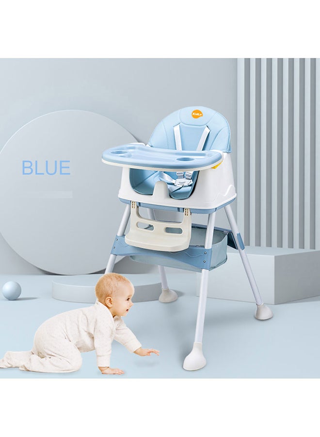 Kidle Multi-Functional Baby High Chair With Durable Dining Tray And Adjustable Foot Pedal- Blue/White - Image 5