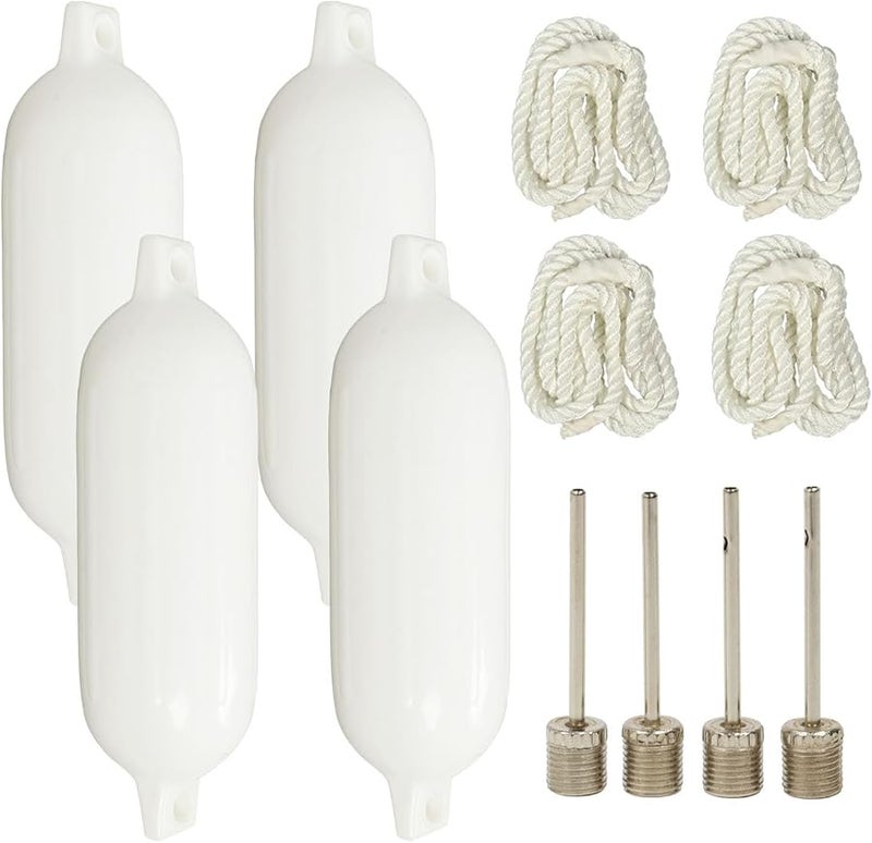 Astibym 4PCS Inflatable Boat Bumper with Rope Ribbed Buoys for Yacht Pontoon Fishing Boats - Image 5
