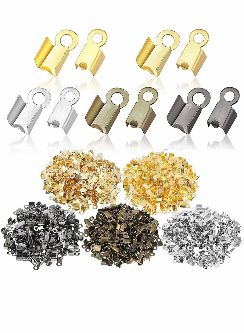 SYOSI Jewelry Making Kit Assorted 5 Colors 1000pcs Iron Fold Over Cord Ends Terminators Crimp End Tips for Leather 3mm DIY - Image 1