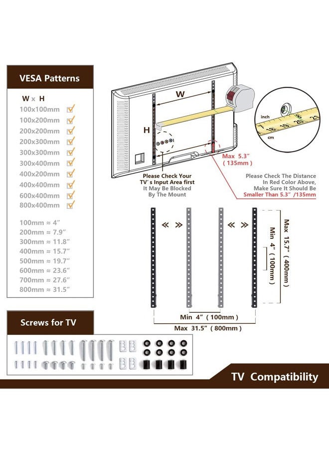 Rock Pow - Universal Table Top TV Stand Base TV Legs for Most 32 37 40 42 47 50 55 LCD LED Plasma Flat Screen TVs Height Adjustable Leg TV Replacement Stand Holds up to 88 lbs Max VESA 800x400 mm - Image 1