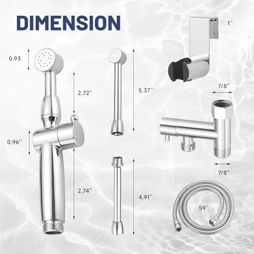 Green Spring Greenspring Chrome Handheld Bidet Sprayer Attachment for Toilet Adjustable Cloth Diaper Sprayer Bidets for Attachment Toilet with Interchangeable Spray Heads Brass - Image 3