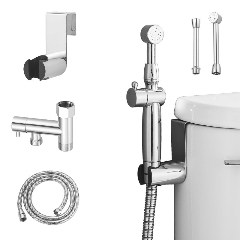 Green Spring Greenspring Chrome Handheld Bidet Sprayer Attachment for Toilet Adjustable Cloth Diaper Sprayer Bidets for Attachment Toilet with Interchangeable Spray Heads Brass - Image 2