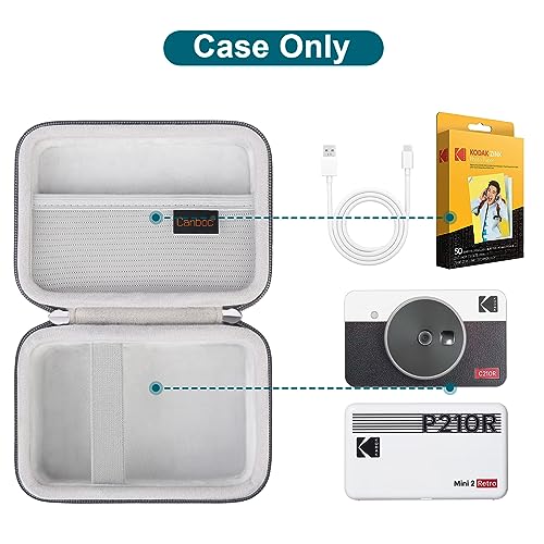 Canboc Carrying Case for KODAK Mini 2 Retro 4PASS Portable Photo Printer/KODAK Mini Shot 2 Retro 4PASS 2-in-1 Instant Digital Camera, Mesh Bag fits Photo Paper and Cable, Grey - Image 2