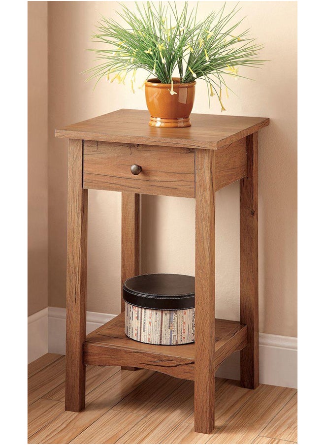 Art Wood Commode/Side Table -  Natural Suede Wood 