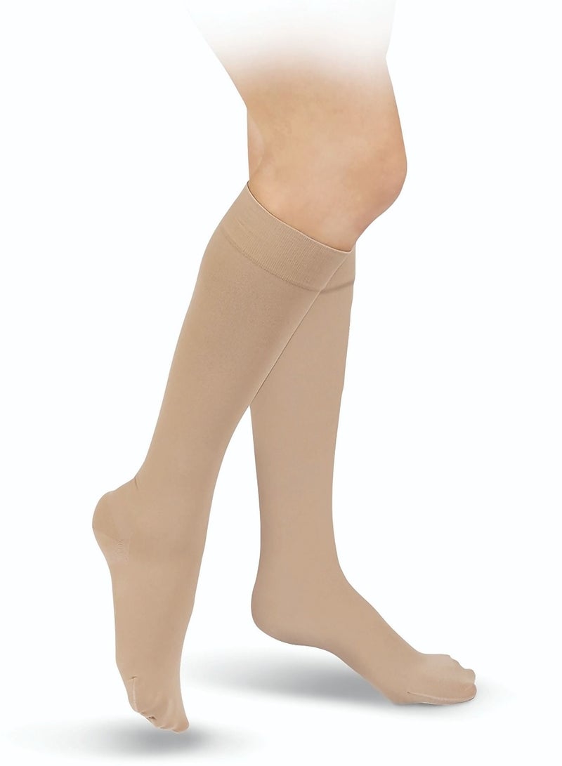 GO SILVER Knee High, Compression Socks, Class 2  (23-32 mmHG) Closed Toe Flesh - Image 2