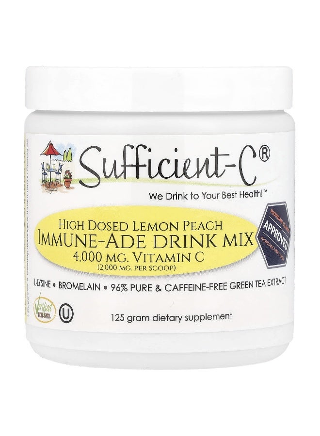 Sufficient-C Sufficient C, High Dosed Immune-Ade Drink Mix, Lemon Peach, 125 g - Image 1