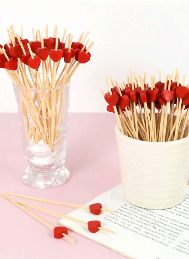 أعواد طعام مزينة بشكل قلب - عبوة من 100 قطعة - Image 1