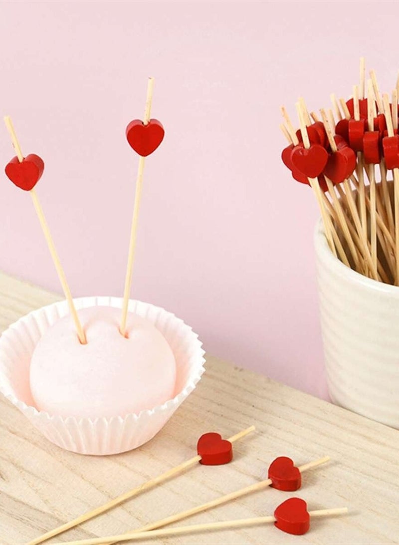 أعواد طعام مزينة بشكل قلب - عبوة من 100 قطعة - Image 2