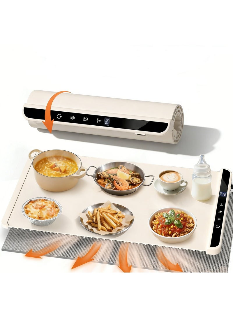 Food Warming Mat with Heat-Resistant Pad, 60X40cm, 4 Temperature & 4 Timer Settings, Child Lock Safety,Food Warmer Chafing Dishes for Buffet,Gatherings,Parties,Everyday Use - Image 2