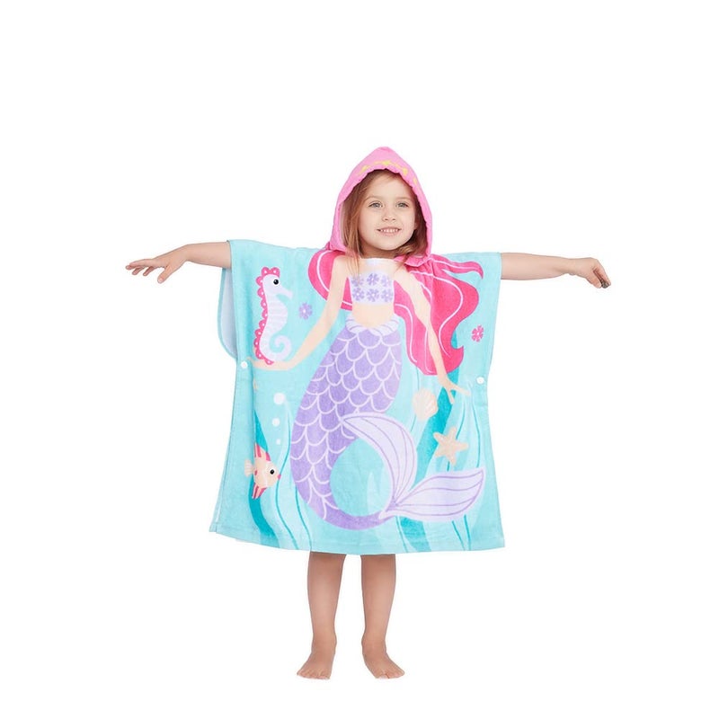 Gealaek 100% Cotton Hooded Towel for Toddlers 2-6 Years Boys Girls Kids Bath Pool Beach Towel Soft Absorbent Beach Poncho Little Mermaid  - Image 2