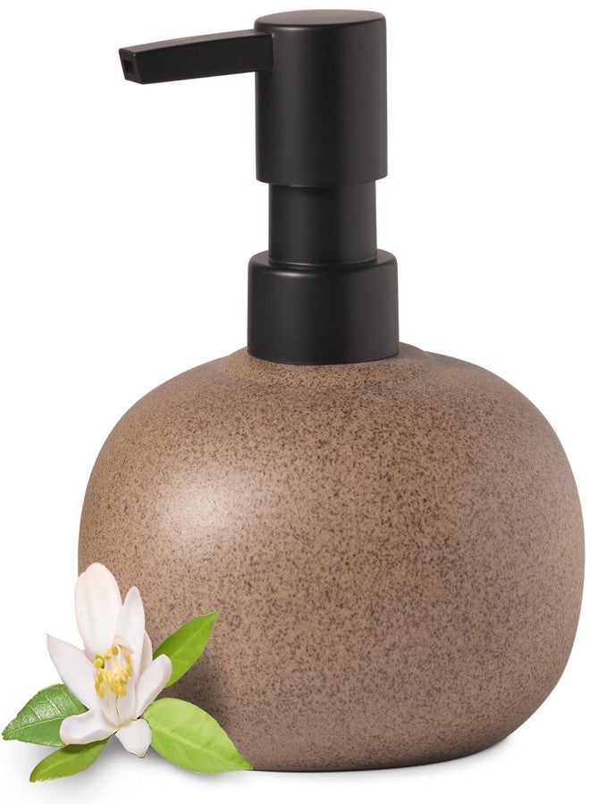 EMPO Stone-Textured Vintage Ceramic Dispenser, High-Color Rough Modern Zen Black ABS Press Bottle for Hand Soap, Shampoo, Conditioner for Bathroom and Kitchen (300ml/10.14oz) - Image 1