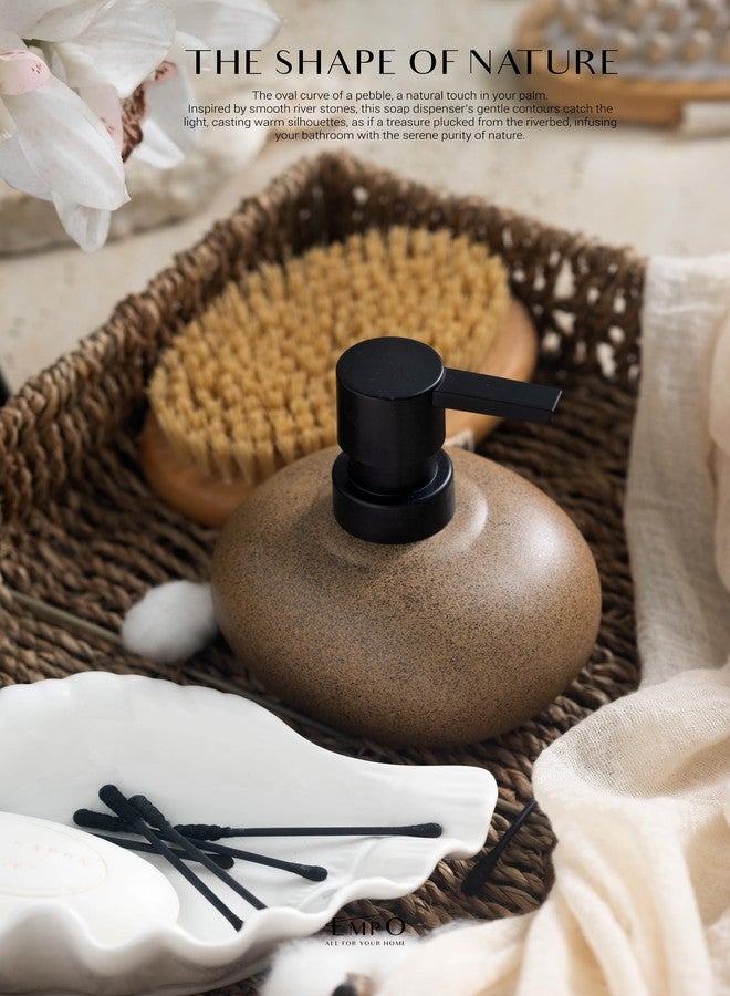 EMPO Stone-Textured Vintage Ceramic Dispenser, High-Color Rough Modern Zen Black ABS Press Bottle for Hand Soap, Shampoo, Conditioner for Bathroom and Kitchen (300ml/10.14oz) - Image 4