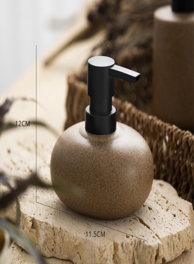 EMPO Stone-Textured Vintage Ceramic Dispenser, High-Color Rough Modern Zen Black ABS Press Bottle for Hand Soap, Shampoo, Conditioner for Bathroom and Kitchen (300ml/10.14oz) - Image 3