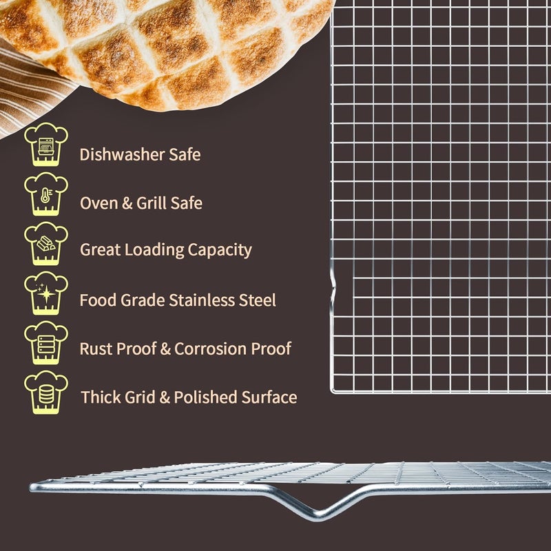 Briout Cooling Rack for Baking, 16x10 Inches Baking Rack, Thick Wire Cookie Rack for Cooking, Roasting, Grilling, Drying, Oven Safe, Fits Half Sheet Pan - Image 2