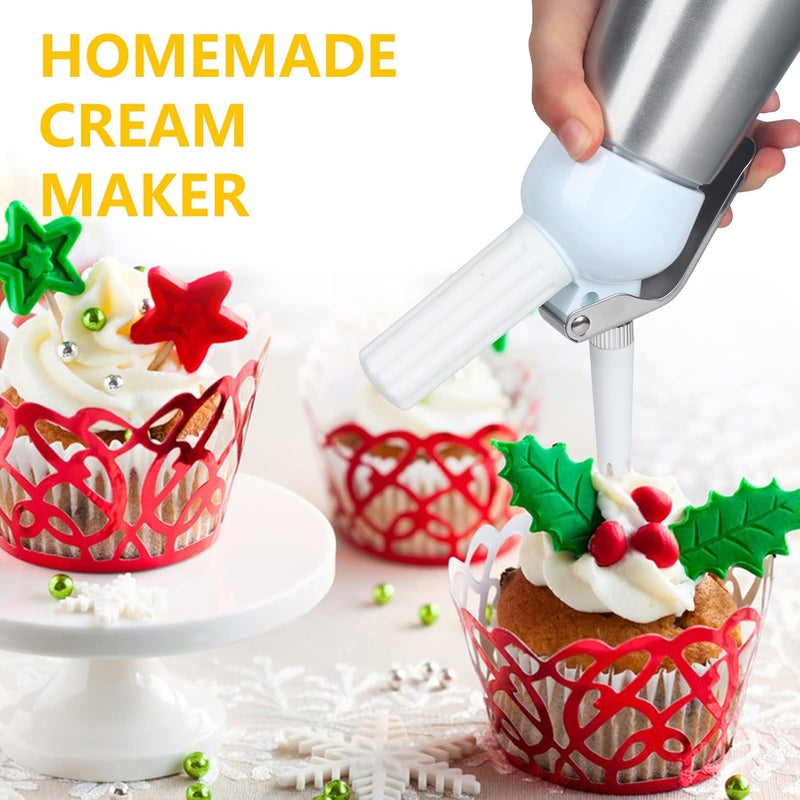 VIGIND Professional Whipped Cream Dispenser, 500ml Whipped Cream Canister,Sturdy Aluminum Whipped Cream Maker with 3 Decorating Nozzles,Use Standard 8g N2O Cream Chargers (Chargers Not Included) - Image 5