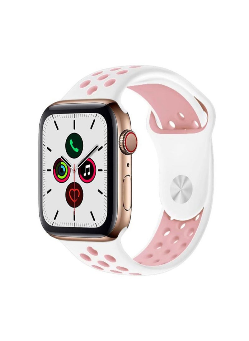 Generic - Apple Watchband 46mm/45mm/44mm/49mm Nike Apple Watch Strap for Apple Watch All Series White/Pink - Image 1