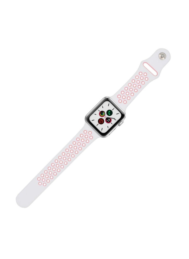 Generic - Apple Watchband 46mm/45mm/44mm/49mm Nike Apple Watch Strap for Apple Watch All Series White/Pink - Image 1