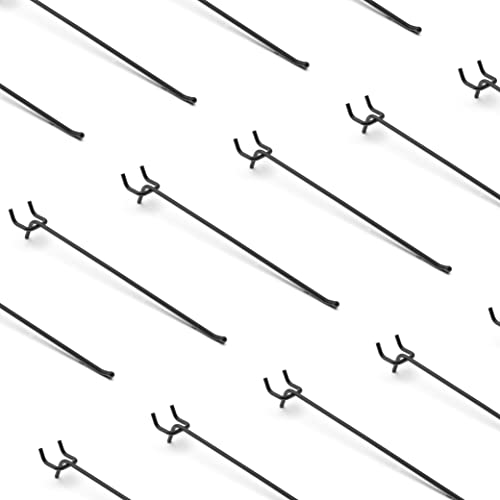 HUHOLE 25 Pack Black Pegboard Hooks 10 Inch – Heavy Duty Metal L-Hooks for 1/4" Peg Board – Garage Tool Organizer, Retail Display & Craft Storage Hangers (30lbs Capacity) - Image 1