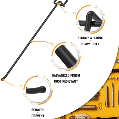 HUHOLE 25 Pack Black Pegboard Hooks 10 Inch – Heavy Duty Metal L-Hooks for 1/4" Peg Board – Garage Tool Organizer, Retail Display & Craft Storage Hangers (30lbs Capacity) - Image 3