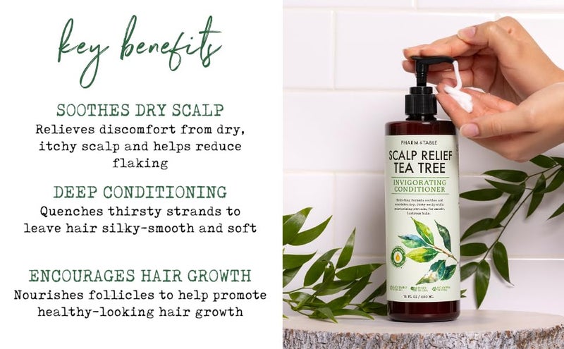 PHARM TO TABLE Tea Tree Conditioner For Men and Women, Hair Detangler and Soothing Scalp Relief - Infused with Tea Tree oil, Sunflower oil, Aloe and Argan oil, 16.2oz - Image 5