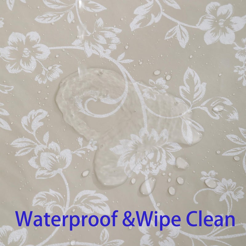 Walrus Heavy Duty Vinyl Tablecloth with Flannel Backing Waterproof Oil-Proof Plastic Table Cloth Stain-Resistant Wipeable Rectangle or Square Table Cover for Indoor and Outdoor (Beige Floral,54x54 Inch) - Image 5