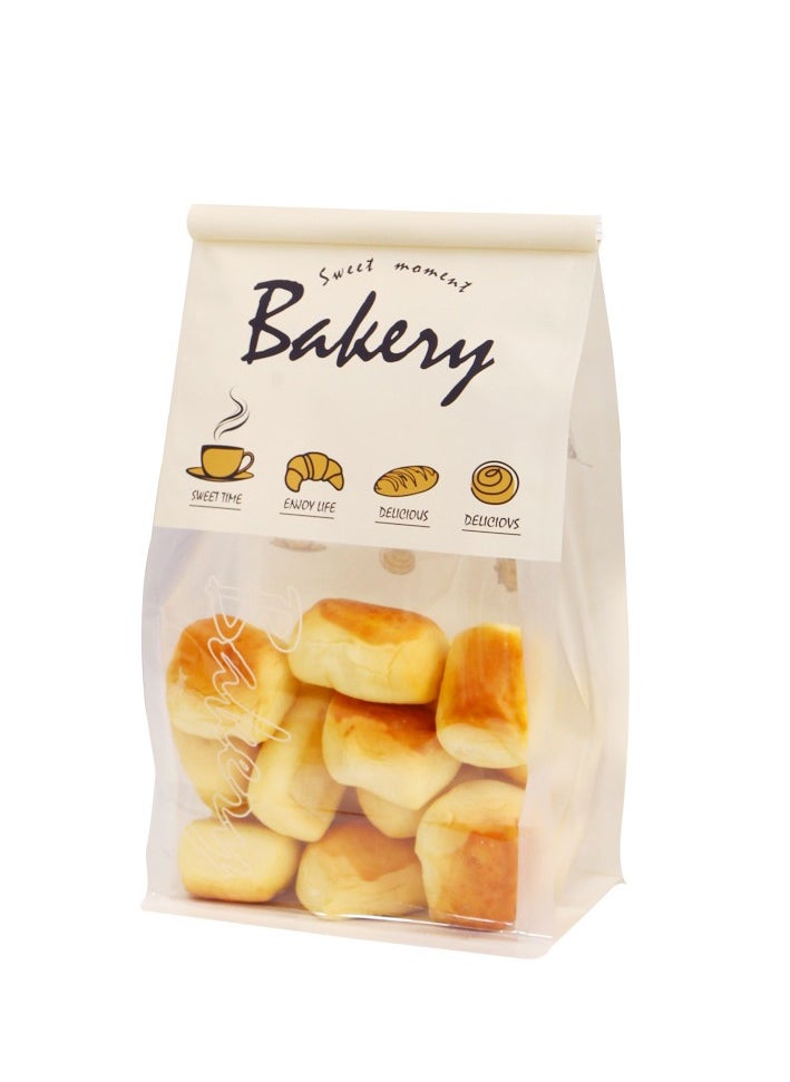Generic 50 Pcs Premium Baking Food Packaging Bags, Large Toast Bread Bags, Reusable Crimped Edge Kraft Paper Packaging Bags, Translucent  Cartoon Baked Goods Bags, suitable for Pastries, Snacks, Cellophane-wrapped Items, Cookies, Biscuits, Bagels, Candies, and Desserts(16x 13x 26 cm).  - Image 1
