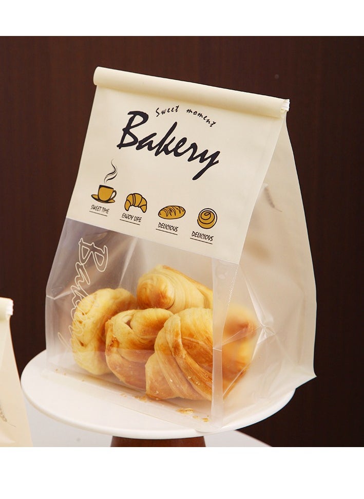 Generic 50 Pcs Premium Baking Food Packaging Bags, Large Toast Bread Bags, Reusable Crimped Edge Kraft Paper Packaging Bags, Translucent  Cartoon Baked Goods Bags, suitable for Pastries, Snacks, Cellophane-wrapped Items, Cookies, Biscuits, Bagels, Candies, and Desserts(16x 13x 26 cm).  - Image 2