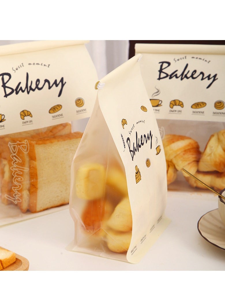 Generic 50 Pcs Premium Baking Food Packaging Bags, Large Toast Bread Bags, Reusable Crimped Edge Kraft Paper Packaging Bags, Translucent  Cartoon Baked Goods Bags, suitable for Pastries, Snacks, Cellophane-wrapped Items, Cookies, Biscuits, Bagels, Candies, and Desserts(16x 13x 26 cm).  - Image 4