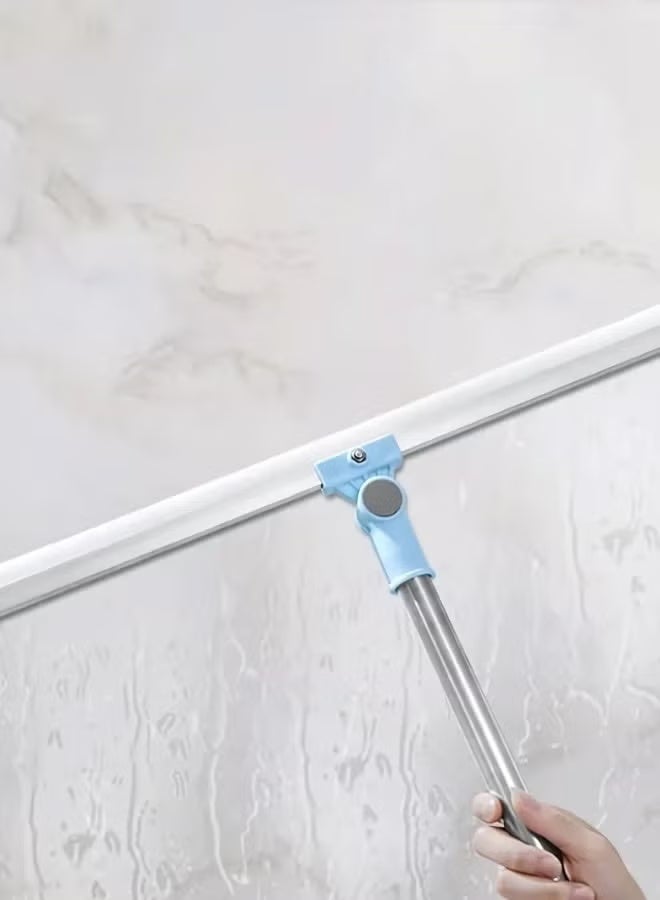 Shein Silicone Rubber Floor Wiper Long Handle Window Shower Cleaner with Extendable and Adjustable Stainless Poles for Glass Bathroom Floor Cleaning - Image 4